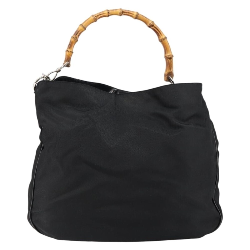 Gucci Vintage Bamboo Handle Open Hobo Nylon Medium
